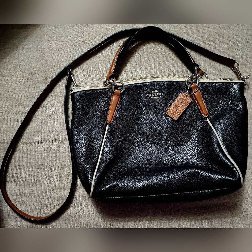 Coach black and brown leather handbag